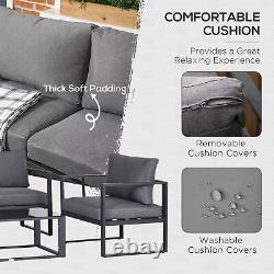 Outsunny 4 Pieces Garden Sectional Sofa Table Furniture Set Aluminium with Cushion