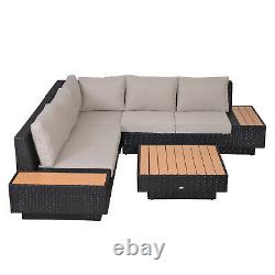 Outsunny 4PC Rattan Sofa Set Garden Furniture Coffee Table Chairs Conservatory