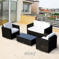 Outsunny 4PC Rattan Sofa Set Outdoor Coffee Table Chair Wicker Garden Furniture
