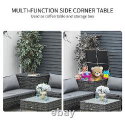 Outsunny 4Pcs Patio Rattan Sofa Garden Furniture Set Table with Cushions 4 Seater