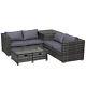 Outsunny 4pcs Patio Rattan Sofa Garden Furniture Set Table With Cushions Grey