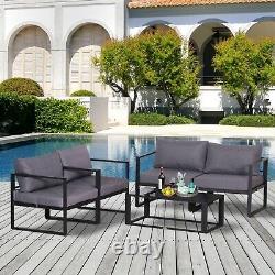 Outsunny 4pcs Garden Sectional Sofa Set Table Furniture Aluminum with Cushion