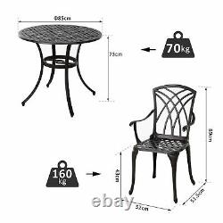 Outsunny 5 PCs Cast Aluminium Table 4 Chairs Outdoor Garden Dining Furniture Set