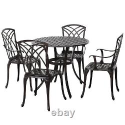 Outsunny 5 PCs Cast Aluminium Table 4 Chairs Outdoor Garden Dining Furniture Set