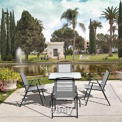 Outsunny 5 Piece Garden Dining Furniture Set with 4 Folding Chairs & Parasol Hole