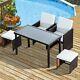 Outsunny 5pc Rattan Dining Set Foldable Tables And Chairs With Footrest Garden