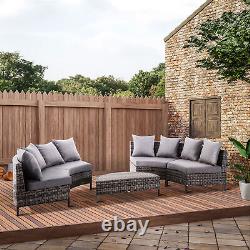 Outsunny 5PCS Garden Rattan Wicker Sofa Outdoor Patio Furniture Set with Pillow