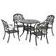 Outsunny 5pcs Garden Dining Conversation Set 4 Chairs Table Umbrella Hole