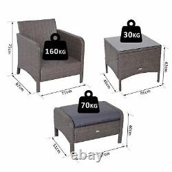 Outsunny 5Pcs Outdoor Rattan Furniture Set Footstool Coffee Table Garden