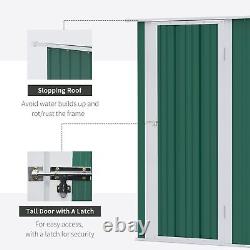 Outsunny 5ft x 3ft Garden Metal Storage Shed, Outdoor Tool Shed with Green