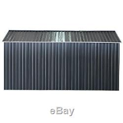 Outsunny 6.5 X 11FT Outdoor Garden Storage Shed with2 Door Galvanised Metal Grey