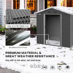 Outsunny 6.5x3.5ft Metal Garden Shed for Garden and Outdoor Storage, Dark Grey