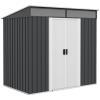 Outsunny 6.5x4ft Garden Shed With Foundation Lockable Metal Tool Shed Grey