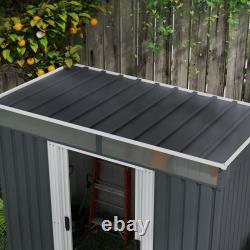 Outsunny 6.5x4FT Garden Shed with Foundation Lockable Metal Tool Shed Grey