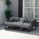 Outsunny 6 Pc Garden Daybed Aluminum Sectional Sofa Set Coffee Table Footstool