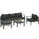 Outsunny 6 Pcs Rattan Garden Furniture Set With Table, Cushion, Charcoal Grey