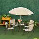Outsunny 6pc Garden Dining Set Outdoor Furniture Folding Chairs Table Parasol