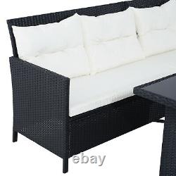 Outsunny 6PC Outdoor Rattan Sofa Dining Table Stool Lounger Garden Furniture Set