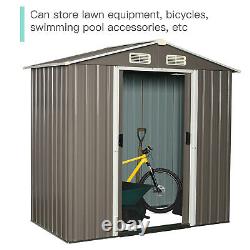 Outsunny 6x4ft Corrugated Metal Garden Storage Shed withSliding Door Roof Grey