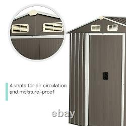 Outsunny 6x4ft Corrugated Metal Garden Storage Shed withSliding Door Roof Grey