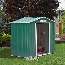 Outsunny 6x4ft Garden Shed Patio Foundation Storage Unit Metal Tool Box Green