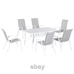 Outsunny 7 Piece Garden Dining Set with Dining Table and Chairs for Backyard Grey