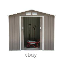 Outsunny 7 x 4FT Outdoor Storage Garden Shed with2 Door Galvanised Metal Grey
