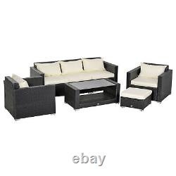 Outsunny 7PC Deluxe Rattan Garden Furniture Set Wicker Sofa Table Chairs Patio