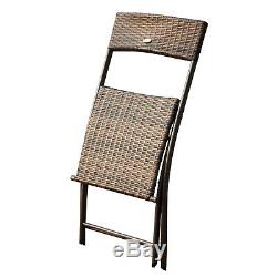 Outsunny 7PC Rattan Dining Set Wicker Folding Chair Dining Table Outdoor Garden