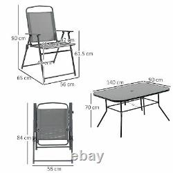 Outsunny 8 Pcs Garden Furniture Set with Dining Table 6 Folding Chairs Black
