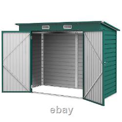 Outsunny 8 x 4FT Metal Garden Storage Shed with Double Doors and 2 Vents, Green