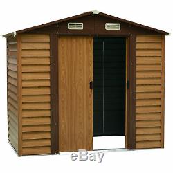 Outsunny 8 x 6FT Metal Garden Shed Wood Effect Woodgrain Storage Unit Tool Box