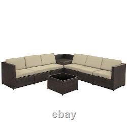 Outsunny 8Pcs Patio Rattan Sofa Set Garden Furniture Coffee Side Table withCushion