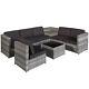 Outsunny 8pcs Patio Rattan Sofa Set Garden Furniture Side Table With Cushion