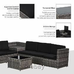 Outsunny 8Pcs Patio Rattan Sofa Set Garden Furniture Side Table with Cushion