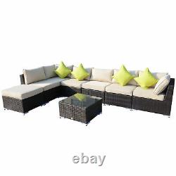 Outsunny 8pc Rattan Sofa Garden Furniture Aluminium Outdoor Patio Set