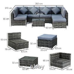 Outsunny 8pc Rattan Sofa Garden Furniture Aluminium Outdoor Patio Set Grey