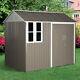 Outsunny 8x6 Ft Corrugated Metal Garden Storage Shed With 2 Doors Sloped Roof Grey