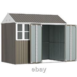 Outsunny 8x6ft Metal Garden Shed Outdoor Storage Shed with Doors Window, Grey