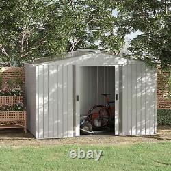 Outsunny 9 X 6FT Outdoor Storage Garden Shed, Galvanised Metal, Silver