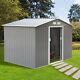 Outsunny 9 X 6ft Outdoor Storage Garden Shed With2 Door Galvanised Metal Grey