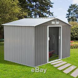 Outsunny 9 X 6FT Outdoor Storage Garden Shed with2 Door Galvanised Metal Grey