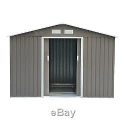 Outsunny 9 X 6FT Outdoor Storage Garden Shed with2 Door Galvanised Metal Grey