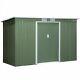 Outsunny 9 X 4ft Outdoor Garden Storage Shed With 2 Door Galvanised Metal Green