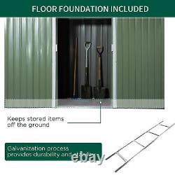 Outsunny 9 x 4FT Outdoor Garden Storage Shed with 2 Door Galvanised Metal Green