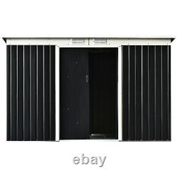 Outsunny 9 x 4FT Outdoor Garden Storage Shed with 2 Door Galvanised Metal Grey