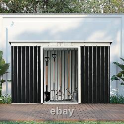 Outsunny 9 x 4FT Outdoor Garden Storage Shed with 2 Door Galvanised Metal Grey