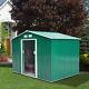 Outsunny 9x6ft Garden Shed Outdoor Foundation Storage Unit Metal Tool Box Green