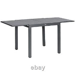 Outsunny Extendable Garden Table for 6 with Aluminium Frame for Patio, Balcony