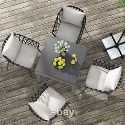 Outsunny Extendable Garden Table for 6 with Aluminium Frame for Patio, Balcony